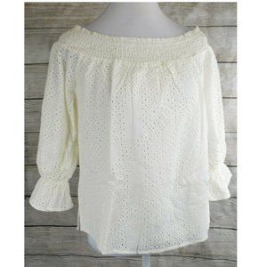 Eva Longoria Off-Shoulder Blouses Top Shirt Eyelet